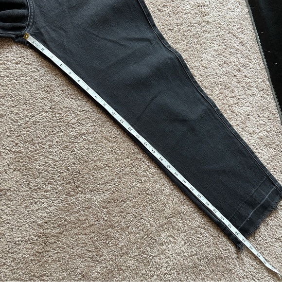 Zara High Rise Wide Frayed Hem Leg Black Denim Jeans Size 4 - Picture 11 of 12